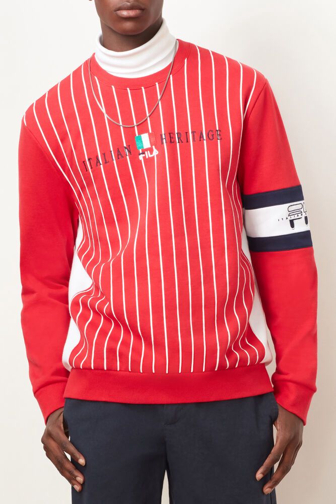 Fila Mikkel Crew Red Sweatshirt Mens - NZ 04289-LZDJ